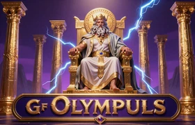 Gates of Olympus Slot von Pragmatic Play - Zeus auf dem Olymp mit Blitzen und Goldtempeln