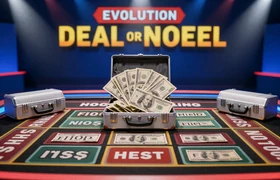 Deal or No Deal Live von Evolution Gaming mit Aktentaschen voller Preisgelder und dramatischem TV-Show-Ambiente