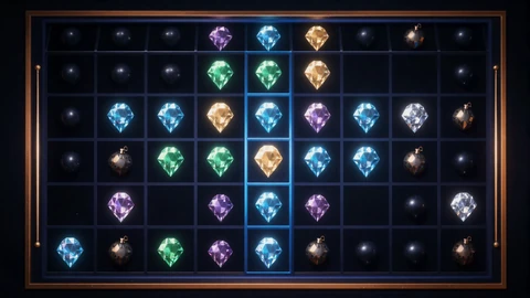 Mines Instant Casino Game mit Minensucher-Gitter, leuchtenden Diamanten und versteckten Bomben f&uuml;r steigende Multiplikatoren